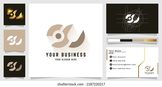 Letter au or oc monogram logo with business card design