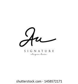 Letter AU Signature Logo Template - Vector