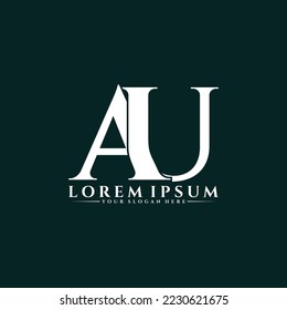 Letra AU simple vector de diseño de logotipo