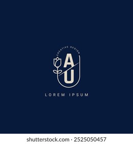 Carta AU UA design de logotipo criativo com design único e simples