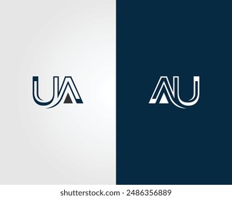 Letter AU or UA logo icon design minimal vector illustration template.