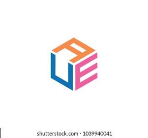Letter AUE logo, hexagon logo