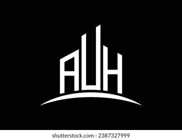 Letter AUH building vector monogram logo design template. Building Shape AUH logo.