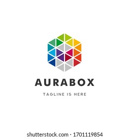 Letter A Aura Box Logo Icon Template Design