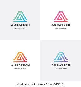 Letter A Aura Tech Premium Logo Template