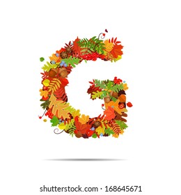 Letter from autumn colorful leaves G