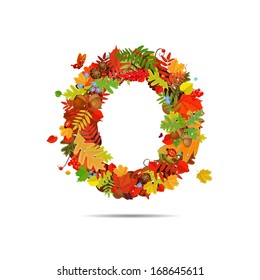 Letter from autumn colorful leaves O