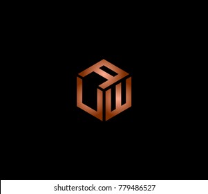 Letter AUW logo. three letter icon. hexagon logo