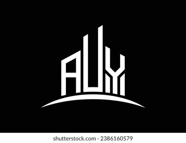 Letter AUY building vector monogram logo design template. Building Shape AUY logo.