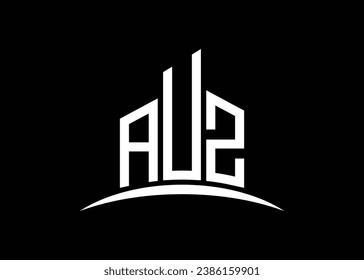 Letra AUZ edificio modelo de diseño de logotipo de monograma vectorial. Construyendo el logotipo de Shape AUZ.