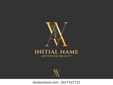 Letter AV Beauty Logo with Flourish Ornament Luxury