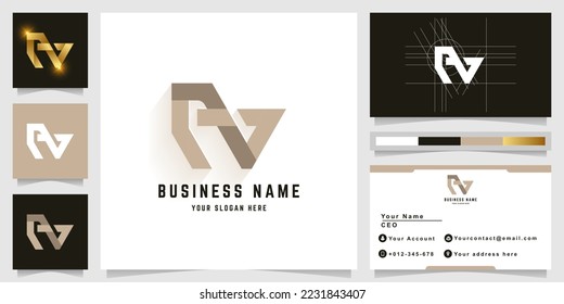 Letra AV o logotipo de monograma web con diseño de tarjeta de visita
