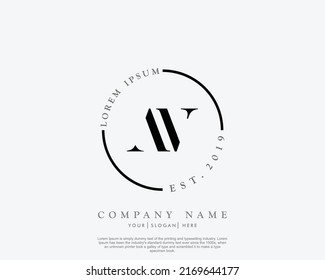 Letter AV Initial handwriting logo with signature and hand drawn style.
