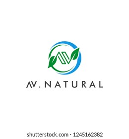 Letter AV logo concept. Natural eco symbol design vector illustration