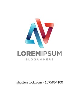 Letter AV logo icon design template elements