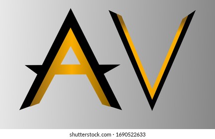 Letter AV logo template and has a golden touch of gradient which make it a  Brand logo