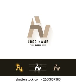 Letra AV o logotipo en monograma con diseño de método de cuadrícula