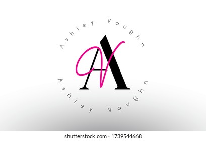 Letter AV monogram vector logo. Simple AV Icon with Circular Name Pattern. Creative Handwritten Vector Illustration with letter A and V. 