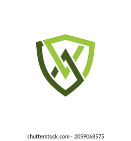 Letter AV shield cyber design 