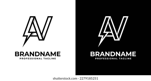 Logotipo de letra AV Thunderbolt, adecuado para cualquier negocio con iniciales AV o VA.