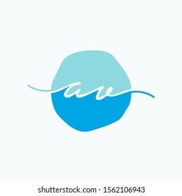 Letter AV or A V  with circle handwriting concept. handwriting logo of initial signature, wedding, fashion, jewelry, boutique, and botanical with creative template for any company or business - vector