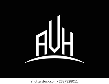 Letter AVH Building Vektorgrafik Monogramm Logo Design Vorlage. Building Shape AVH Logo.