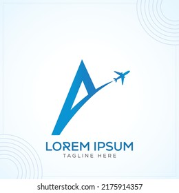 Letter A Aviation airplane modern creative premium logo design vector template