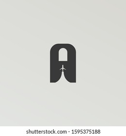 A letter aviation logo design with airplane icon.