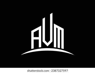 Carta modelo de diseño de logotipo de vector de construcción de AVM. Construyendo el logotipo de AVM de forma.