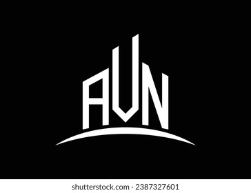 Letter AVN building vector monogram logo design template. Building Shape AVN logo.
