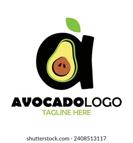 Carta A para el diseño del logotipo de aguacate. Sencillo y moderno. Ilustración del vector