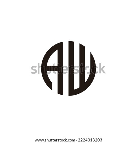 Letter AW circle, line geometric symbol simple logo vector