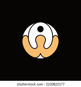the letter aw with the concept of forming a circle as it is brightly suitable for the initials of the name of a children's toy shop or other shops
