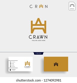 letter AW Crown Gold Initial logo template