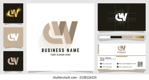 Logo für Buchstaben oder CW-Monogramm mit Visitenkartendesign
