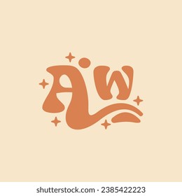 letter AW Elegant wedding alphabet. Typography luxury classic lettering serif fonts decorative logo vintage retro concept.