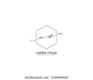 Letra AW logotipo de escritura manual inicial con firma y estilo dibujado a mano.