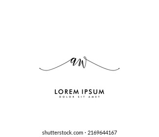 Letra AW logotipo de escritura manual inicial con firma y estilo dibujado a mano.