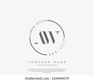 Letter AW Initial handwriting logo with signature and hand drawn style.