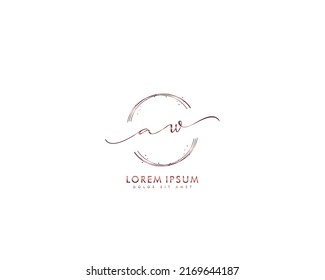 Letra AW logotipo de escritura manual inicial con firma y estilo dibujado a mano.