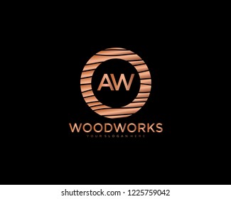 Letter AW initial wood logo vector