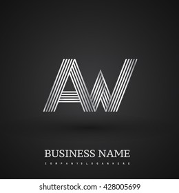 Letter AW linked logo design. Elegant silver colored symbol for your business or company identity.