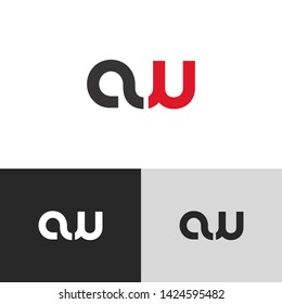 Letter aw linked lowercase logo design template elements. Isolated on white black grey background. Suitable for business, consulting group company.