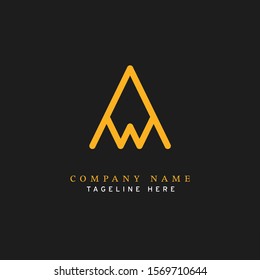 Letter AW logotype Monoline style, simple and elegant AW logo - Vector