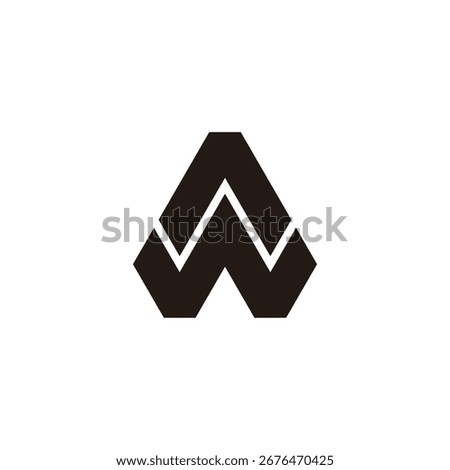 letter aw stripes triangles simple geometric logo vector