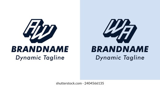 Letter AW and WA 3D Monogram Logo. Suitable for business with AW or WA initials