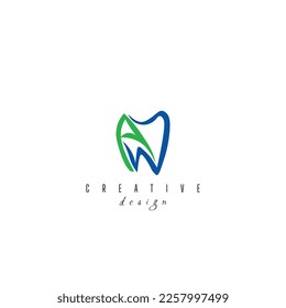 Letter AW WA A W Tooth Logo Modern, unique, simple and techie lettermark tooth logo for dentist, orthodontics and toothpaste brand