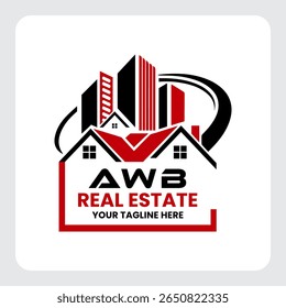 Letter AWB building vector, AWB initial construction. AWB home letter logo design, AWB real estate Logo , Style home logo
