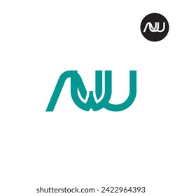 Diseño de logotipo de monograma AWU carta