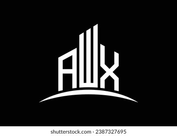 Letra AWX modelo de diseño de logotipo de vector de construcción del vector de construcción. Construyendo el logotipo AWX de Shape.